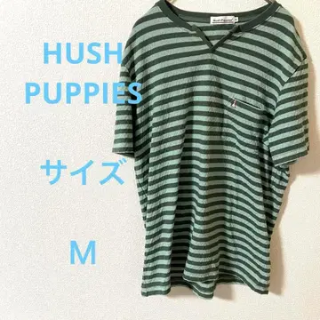 HUSH PUPPIES 스트라이프 V넥 티셔츠 강아지 자수