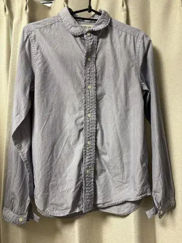 BEAMS BOY 블루 그레이 긴팔 셔츠 프릴 MADE IN JAPAN
