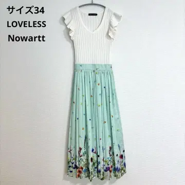 Nowartt for LOVELESS 꽃무늬 롱 원피스 플리츠 니트