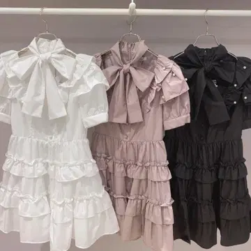 Ank Rouge 펄 티어드 리본 원피스