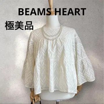 컨디션 최상 BEAMS HEART 총 자수 티어드 블라우스