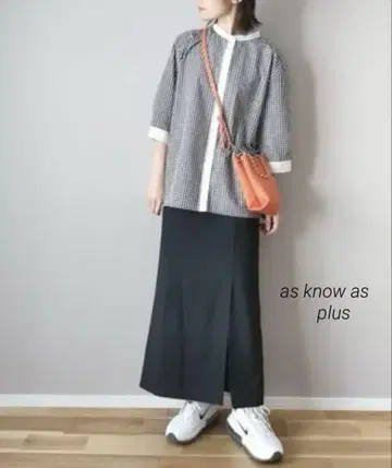 AS KNOW AS plus/클레릭 7부 소매 블라우스