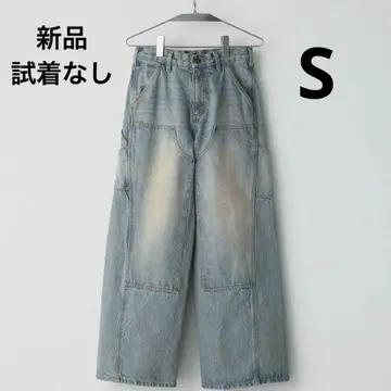 DOUBLE KNEE CURVED SEEM BAGGY DENIM