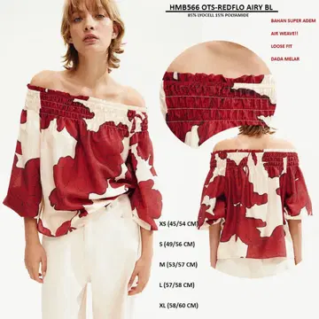H&M 오프숄더 프린트 A라인 데콜테 예쁜 상의 바캉스 코디