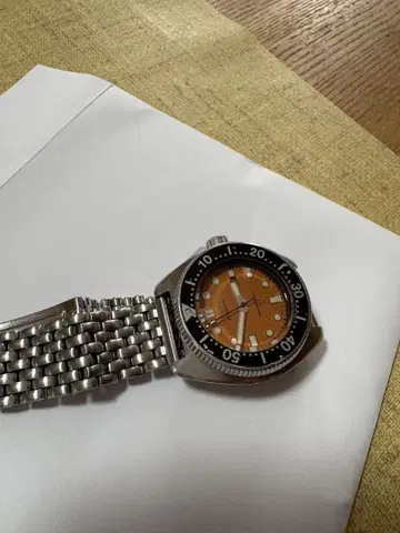 SEIKO 150m 다이버 보이즈 사이즈 오렌지 다이얼 오토매틱
