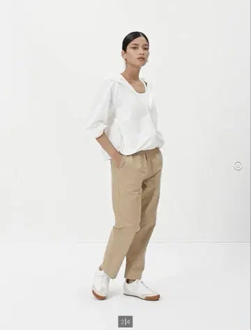 코튼 릴랙스 앵클 팬츠 M 베이지