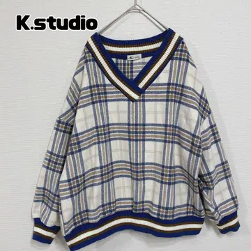 K.studio 케이스튜디오 스웨터 레트로 체크 무늬 울 혼방