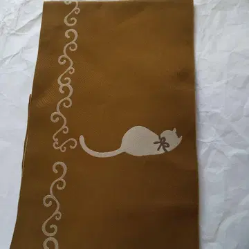 고양이 디자인 브라운 나고야 오비