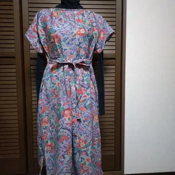 순수 실크 사라사 문양 원피스