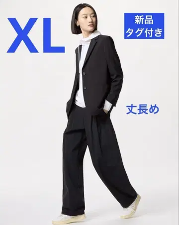 UNIQLO 울트라 스트레치 액티브 와이드 팬츠 긴 길이 블랙 XL