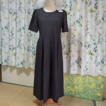 블랙 롱 드레스 반팔 버튼