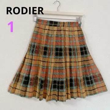 [ RODIER ] 로디에 플레어 스커트 미들 기장 체크 무늬 홍콩제