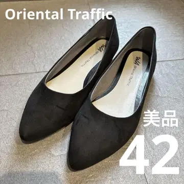 스틸레토 플랫 펌프스 42 블랙 스웨이드