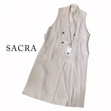 사쿠라 SACRA 베이지 린넨 롱 베스트 250626-70