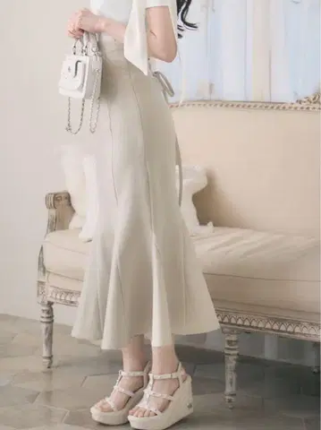미셸 마카롱 성인용 슬림 레그 스커트 베이지 M