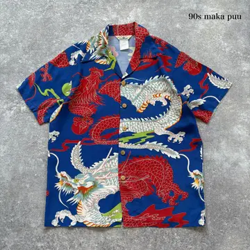 [ maka puu ] 마카푸우 90s 오픈 카라 알로하 셔츠 레이온