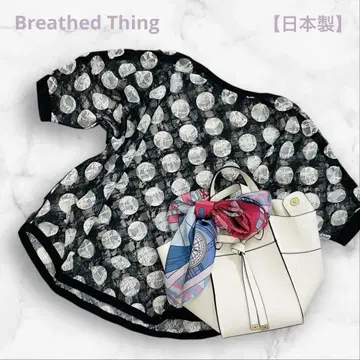 Breathed Thing 블라우스 시어 도트 일본제 돌먼 슬리브