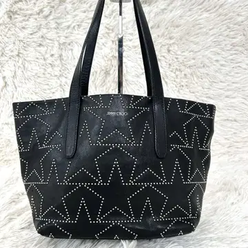 JIMMY CHOO 사샤 별 스터드 블랙 가죽 미니 토트