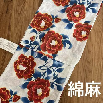 유카타 미사용 새상품 꽃무늬 성인 면 린넨