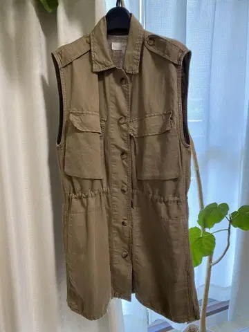 ZARA 슬리브리스 셔츠 원피스 M 베이지