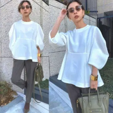 WAVE SLEEVE PEPLUM BLOUSE AMERI