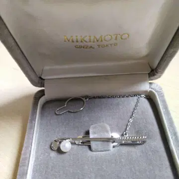MIKIMOTO 실버 넥타이핀 진주