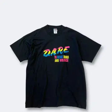 90s 구제 의류 USA D.A.R.E 드래그 프린트 티셔츠
