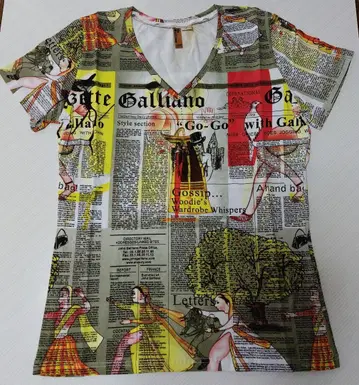 새상품 존 갈리아노 John Galliano 신문 프린트 T XL
