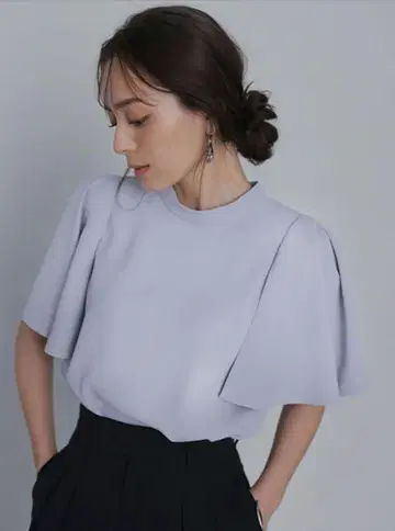 anuans 케이프 슬리브 블라우스 네이비