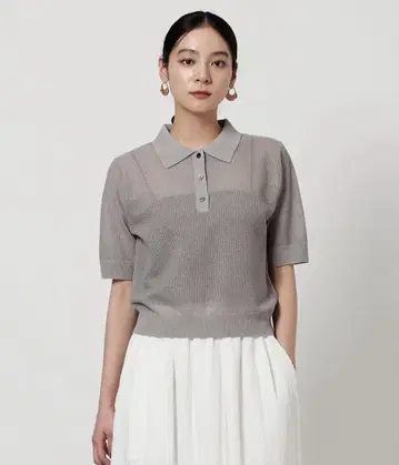 BEATY&YOUTH UNITED ARROWS 메쉬 폴로 니트 그레이