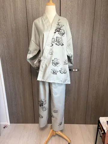 기모노 리메이크 호몬기 명주 손 그림 장미로 만든 작업복