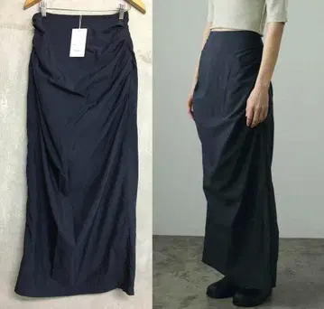 앤누크 새상품급 택 포함 navy 24aw 턱 롱 스커트 38