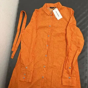 marimekko 오렌지 물결무늬 셔츠 원피스 36 마리메꼬 파파요