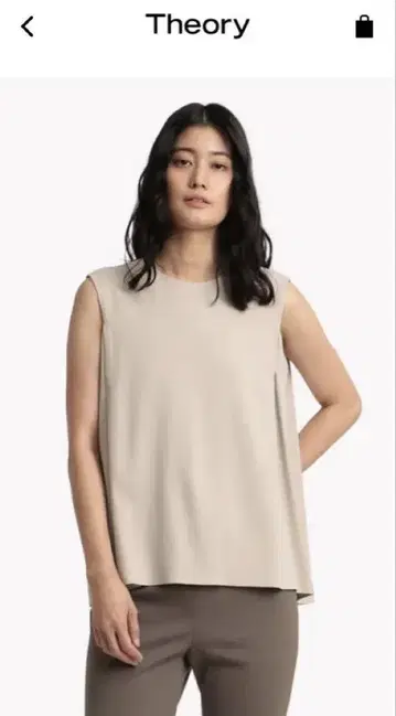 띠어리 럭스 베이지 슬리브리스 상의 38