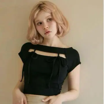 andmary Bebe 리본 상의 블랙 상의