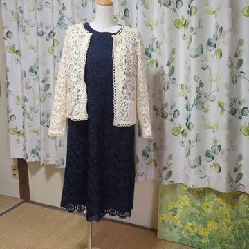 네이비 레이스 드레스와 볼레로 세트