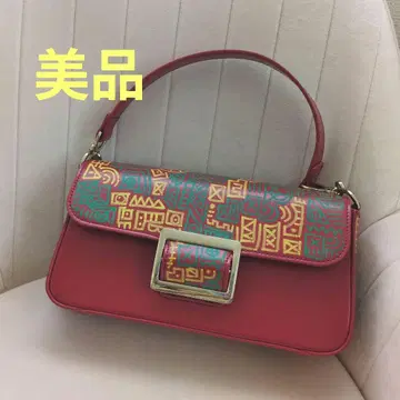 [ 새상품급 ] 기하학 무늬 빨간색 핸드백