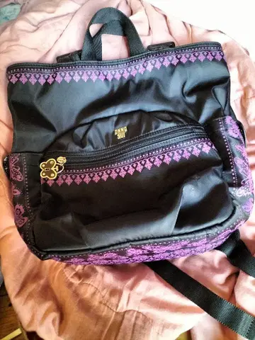 레어 안나수이 블랙 보라색 나비 백팩 백팩 나비 나비 ANNA SUI