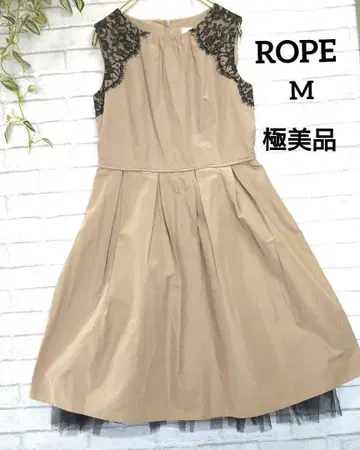 컨디션 최상 ROPE 원피스 플레어 A라인 레이스 튤 M 베이지