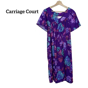 Carriage Court 꽃무늬 원피스 보라색 훌라댄스 여행 엘레강트