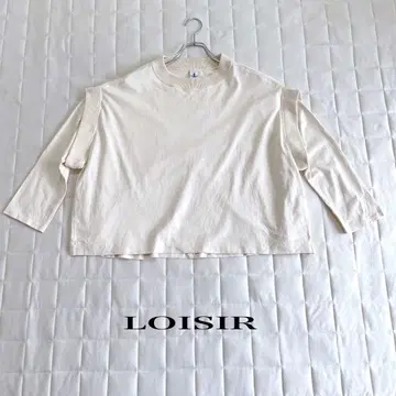 LOISIR 루즈 핏 긴팔 티셔츠, 크림색