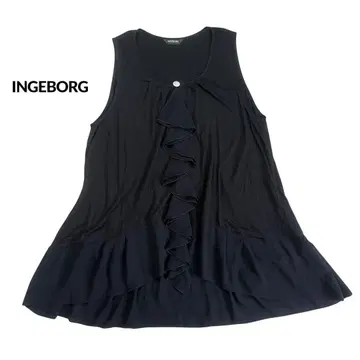 INGEBORG 잉게보그 슬리브리스 블라우스 상의 프릴 블랙