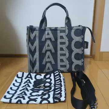 새상품급 MARC JACOBS 데님 모노그램 토트백 로고 미디엄