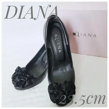 극미품 DIANA 다이애나 프릴 펌프스 일본제 블랙 23.5cm