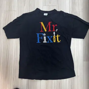 90년대 기업 Tee XL 네이비 소매 밑단 싱글