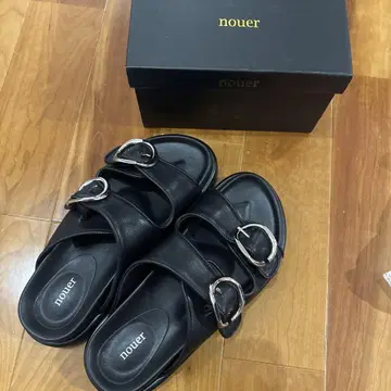 nouer 누에르 더블 백 샌들 블랙 실버 38 24cm