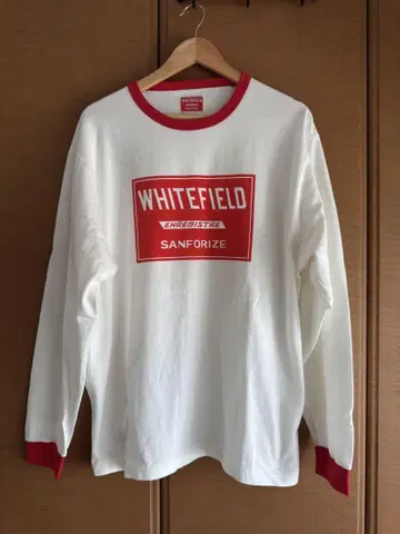 WHITEFIELD 긴팔 T셔츠 화이트/레드 롱티