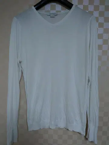 JOHN SMEDLEY 화이트 V넥 코튼 스웨터 남성용 S