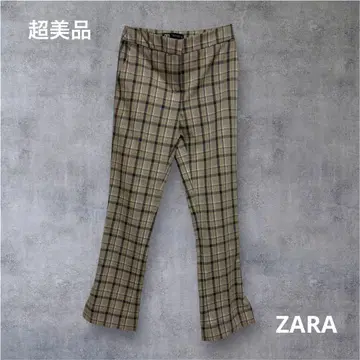 거의 미사용품! ZARA 체크 무늬 플레어 팬츠