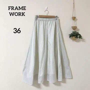 FRAME WORK 폴카 도트 플레어 스커트 화이트 36